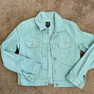 Gap aqua green cropped corduroy jacket NWOT